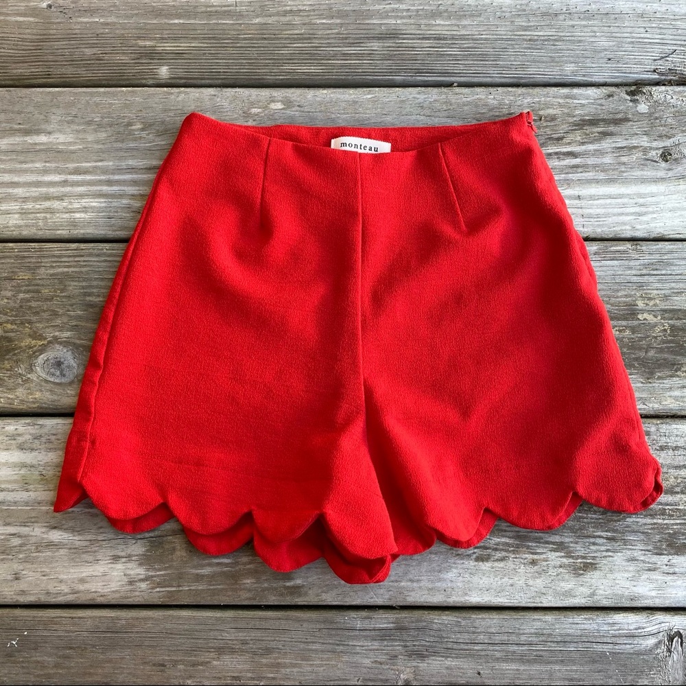 Monteau Red Scalloped Shorts